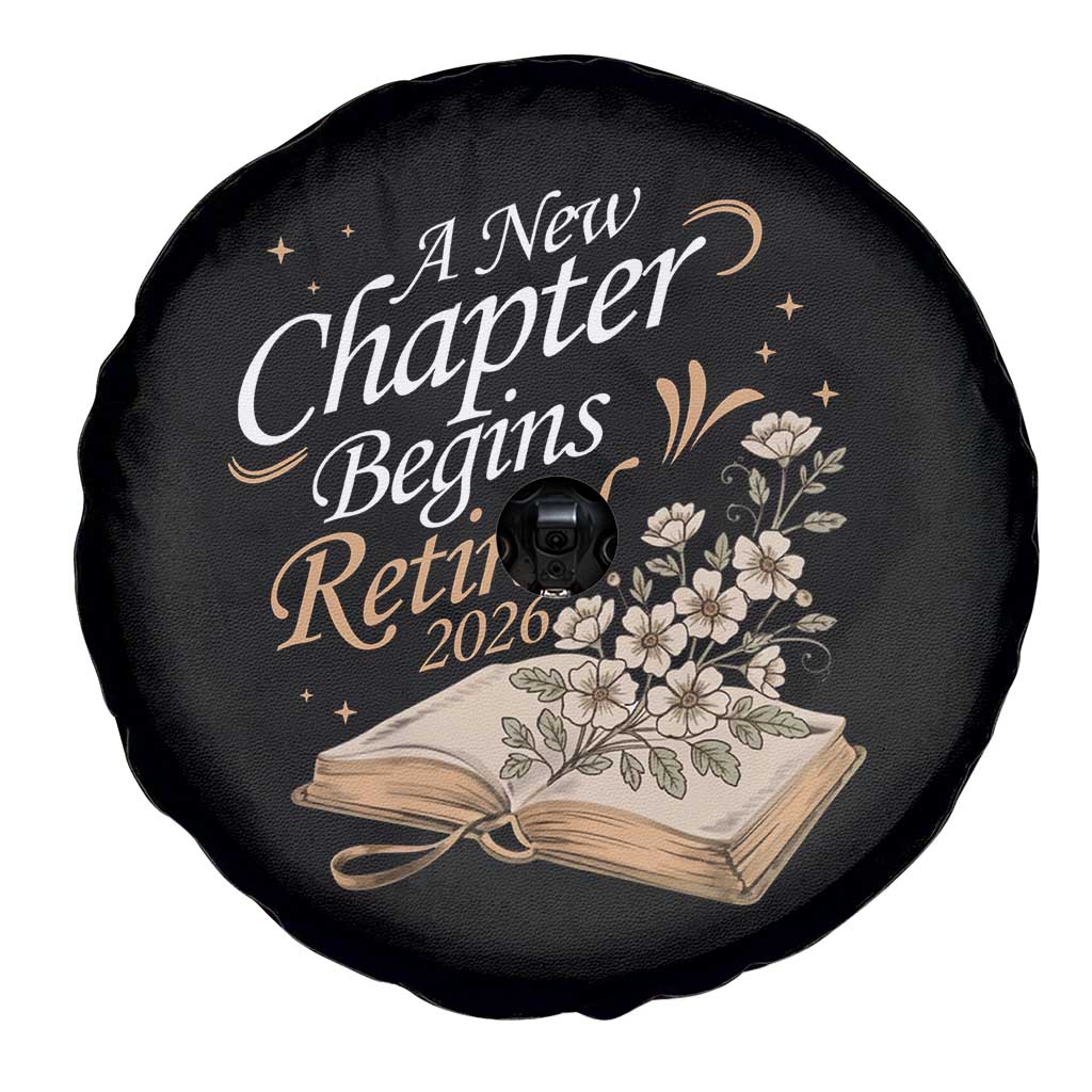 A New Chapter Begins Retired 2026 Spare Tire Cover Retired Teacher Floral Book TS11 Print Your Wear