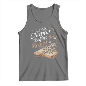 A New Chapter Begins Retired 2026 Tank Top Retired Teacher Floral Book TS11 Black Heather Print Your Wear