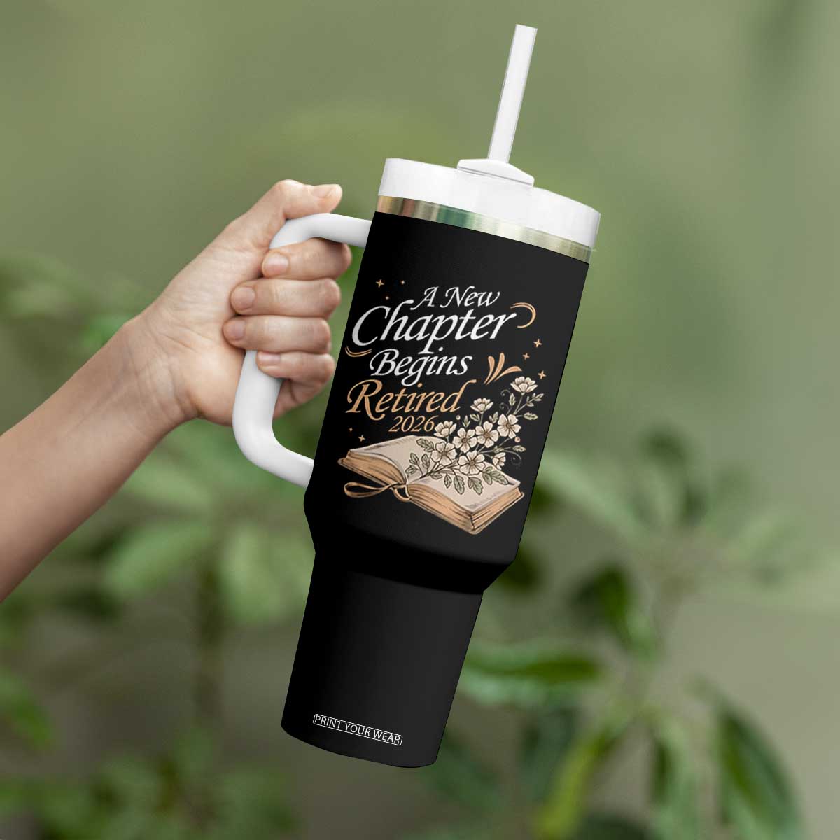 A New Chapter Begins Retired 2026 Tumbler With Handle Retired Teacher Floral Book TS11 Print Your Wear
