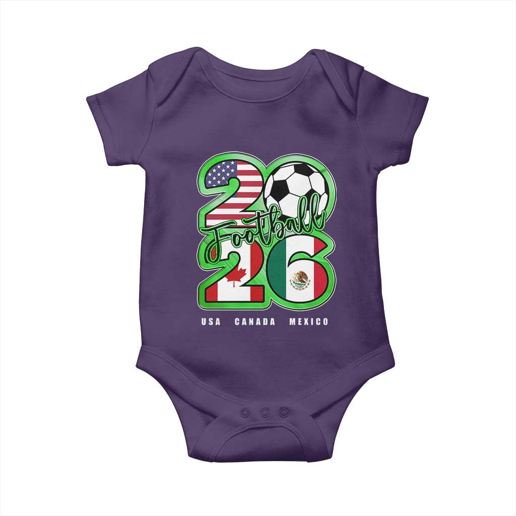 Soccer Football Lover Baby Onesie USA Canada Mexico Pride 26 TS11 Purple Print Your Wear