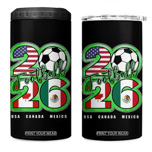 Soccer Football Lover 4 in 1 Can Cooler Tumbler USA Canada Mexico Pride 26 TS11 One Size: 16 oz Black Print Your Wear