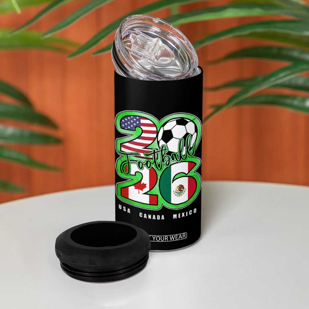 Soccer Football Lover 4 in 1 Can Cooler Tumbler USA Canada Mexico Pride 26 TS11 Print Your Wear