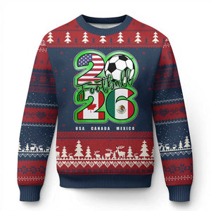 Soccer Football Lover Ugly Christmas Sweater USA Canada Mexico Pride 26 TS11 Navy Red Print Your Wear