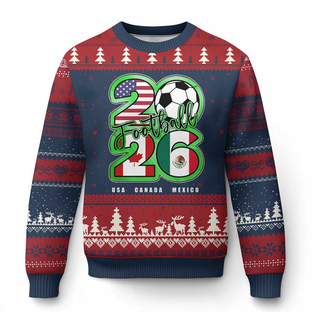 Soccer Football Lover Ugly Christmas Sweater USA Canada Mexico Pride 26 TS11 Navy Red Print Your Wear