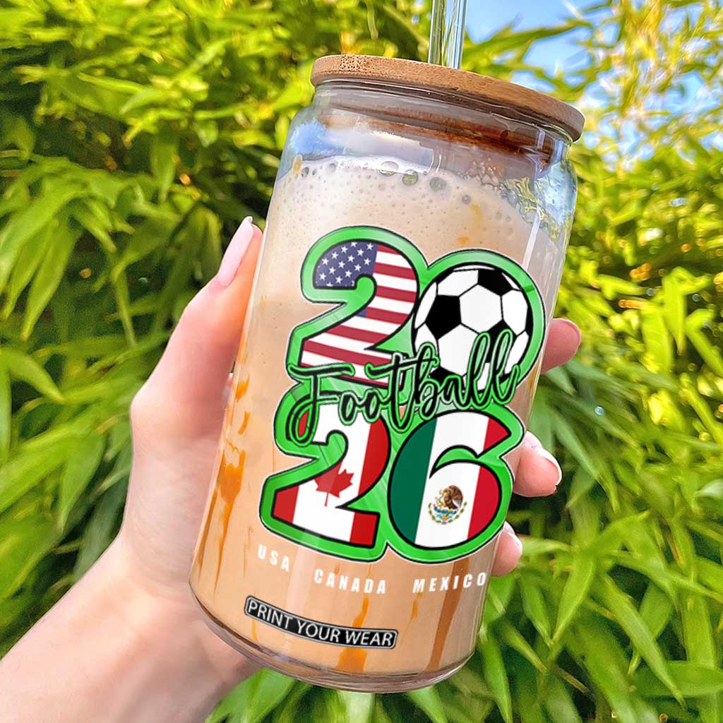 Soccer Football Lover Glass Can USA Canada Mexico Pride 26 TS11 Black Print Your Wear