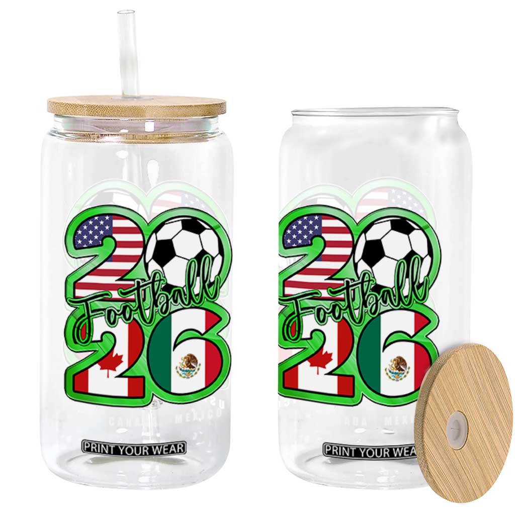Soccer Football Lover Glass Can USA Canada Mexico Pride 26 TS11 Print Your Wear
