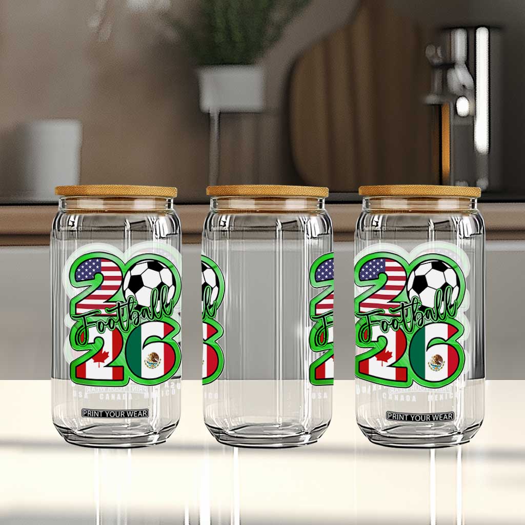 Soccer Football Lover Glass Can USA Canada Mexico Pride 26 TS11 Print Your Wear