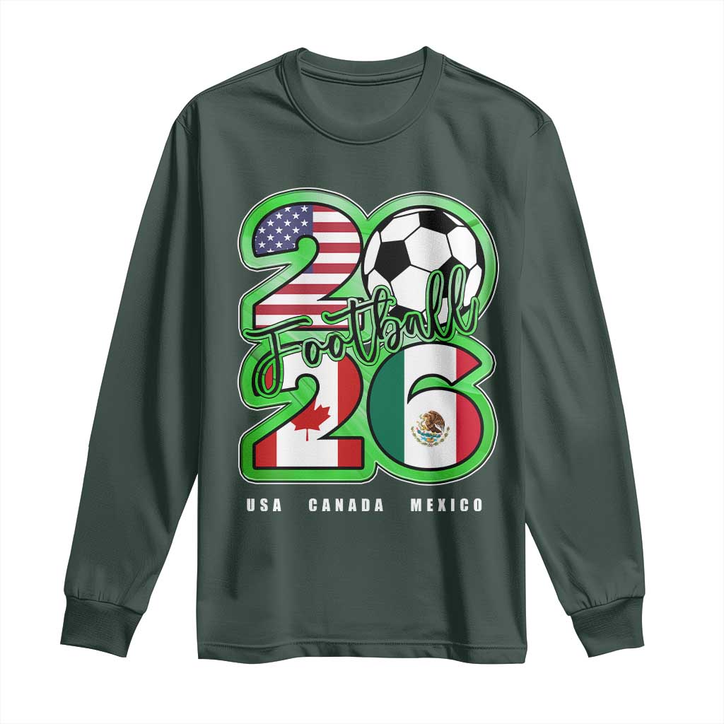 Soccer Football Lover Long Sleeve Shirt USA Canada Mexico Pride 26 TS11 Dark Forest Green Print Your Wear