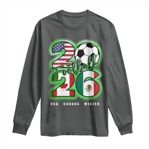 Soccer Football Lover Long Sleeve Shirt USA Canada Mexico Pride 26 TS11 Dark Heather Print Your Wear