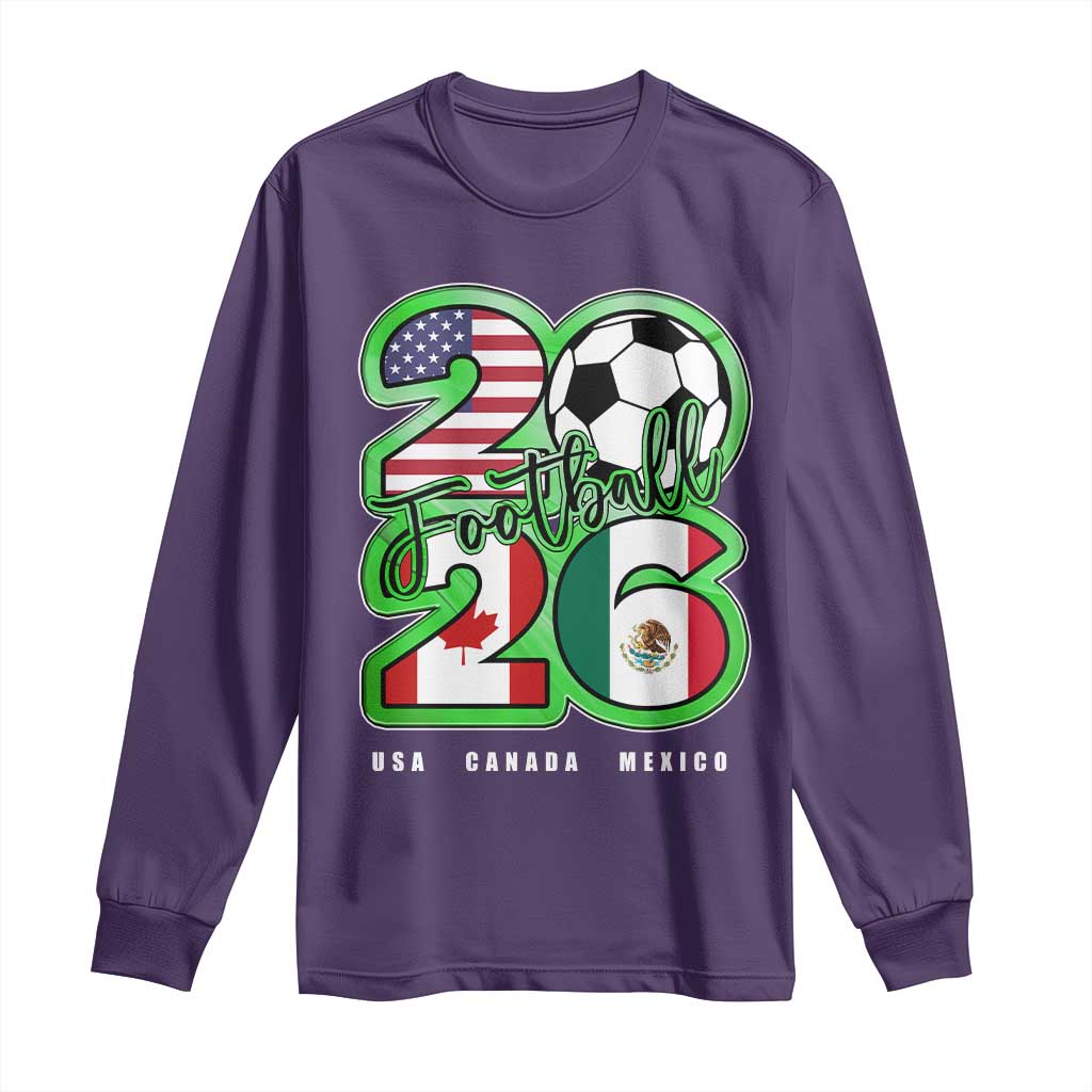Soccer Football Lover Long Sleeve Shirt USA Canada Mexico Pride 26 TS11 Purple Print Your Wear