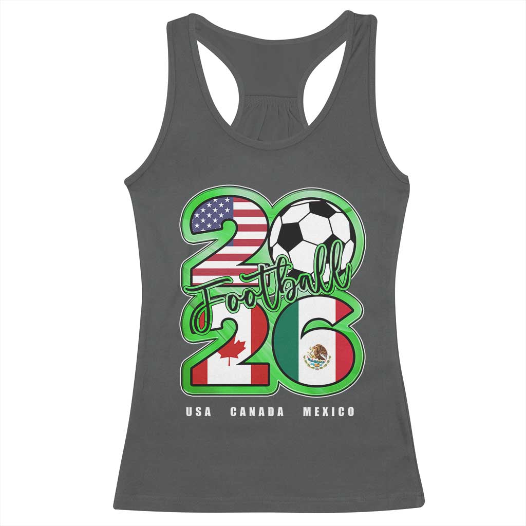 Soccer Football Lover Racerback Tank Top USA Canada Mexico Pride 26 TS11 Dark Heather Print Your Wear