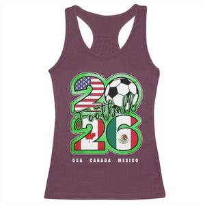 Soccer Football Lover Racerback Tank Top USA Canada Mexico Pride 26 TS11 Maroon Print Your Wear