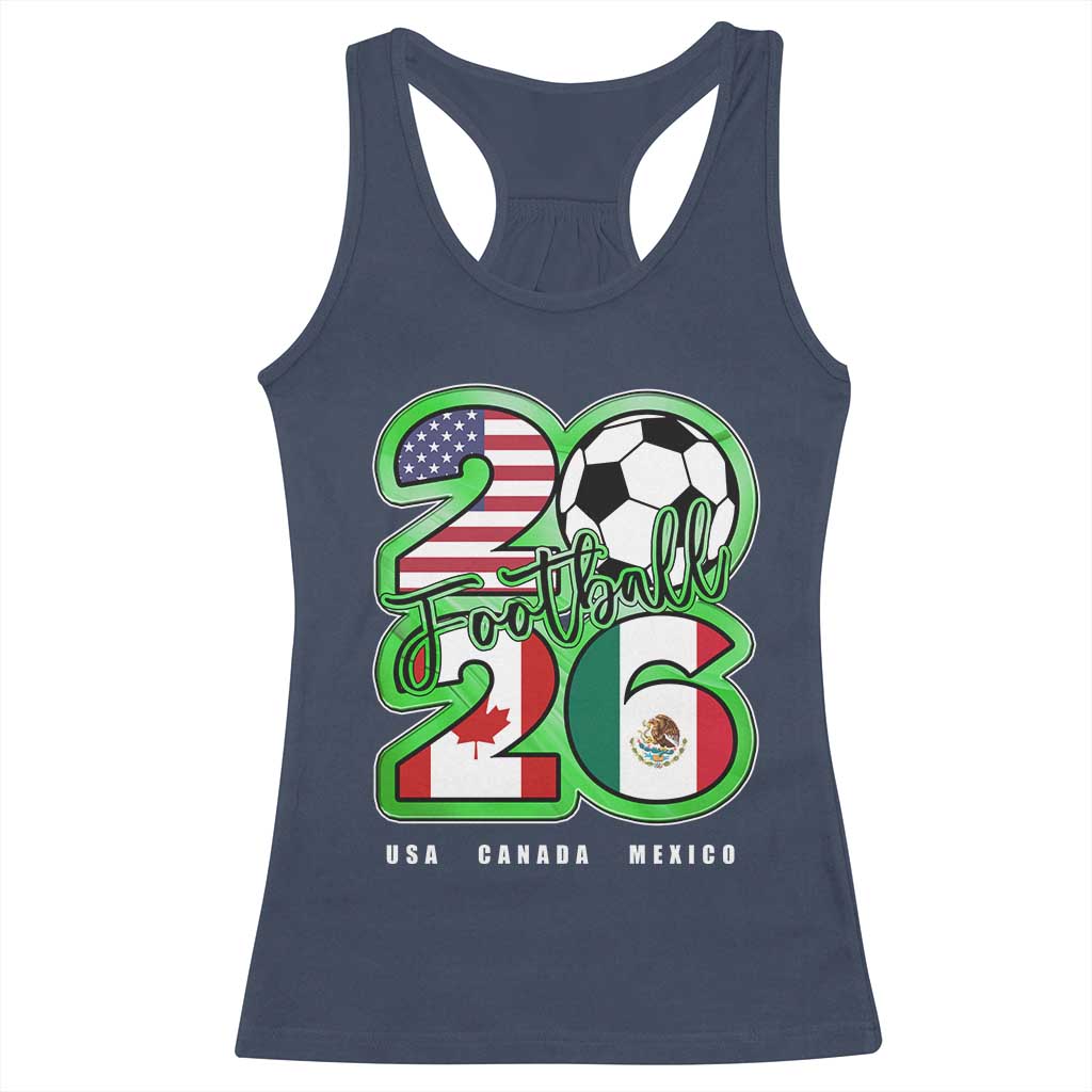 Soccer Football Lover Racerback Tank Top USA Canada Mexico Pride 26 TS11 Navy Print Your Wear