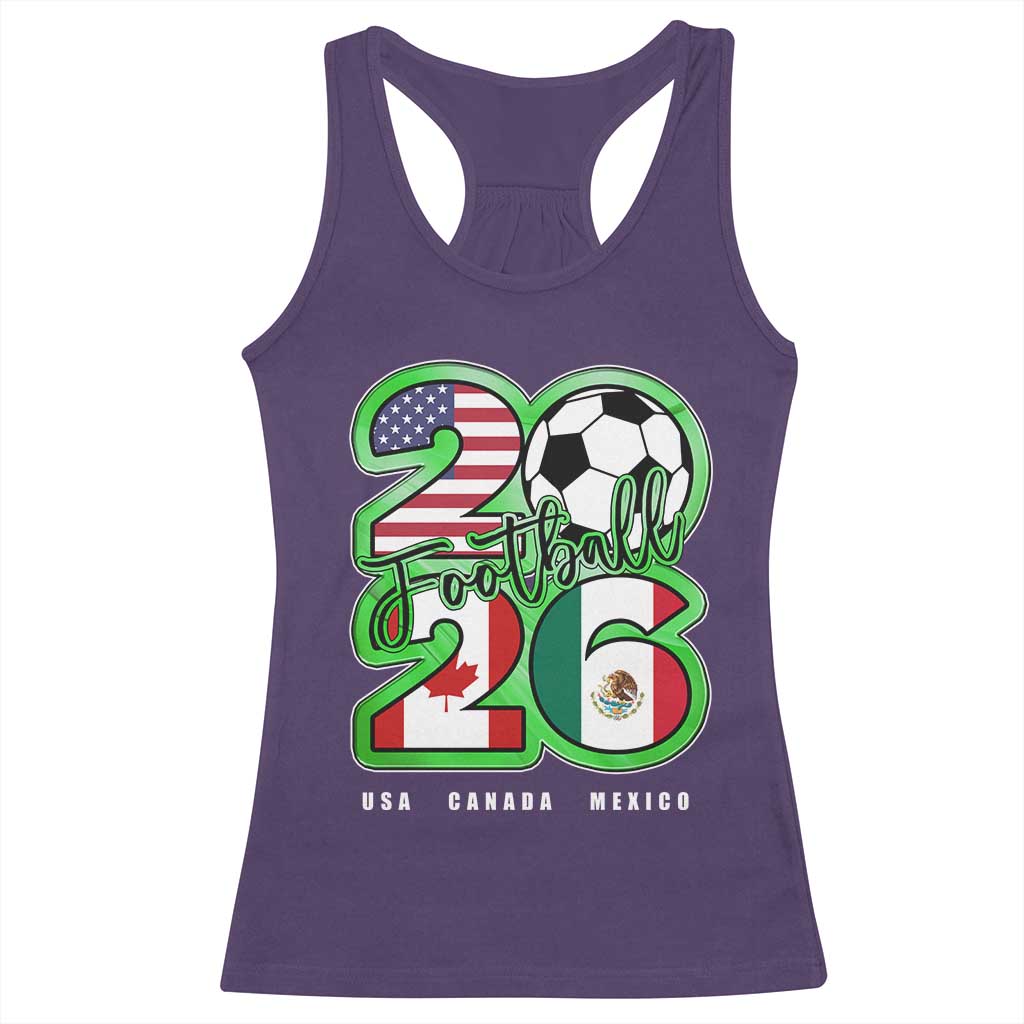 Soccer Football Lover Racerback Tank Top USA Canada Mexico Pride 26 TS11 Purple Print Your Wear