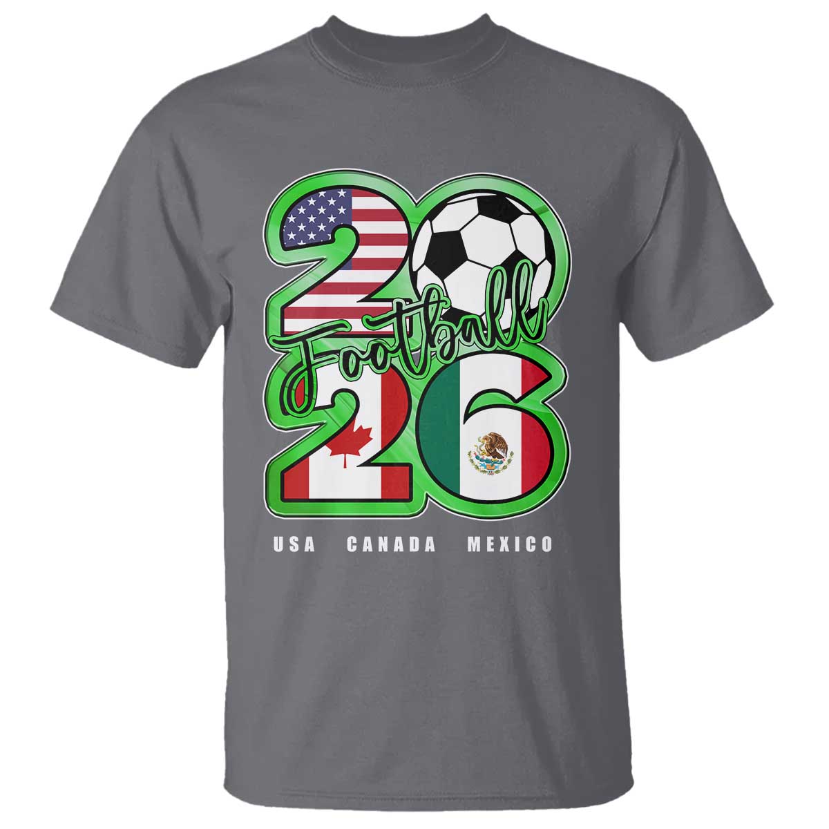 Soccer Football Lover T Shirt USA Canada Mexico Pride 26 TS11 Charcoal Print Your Wear