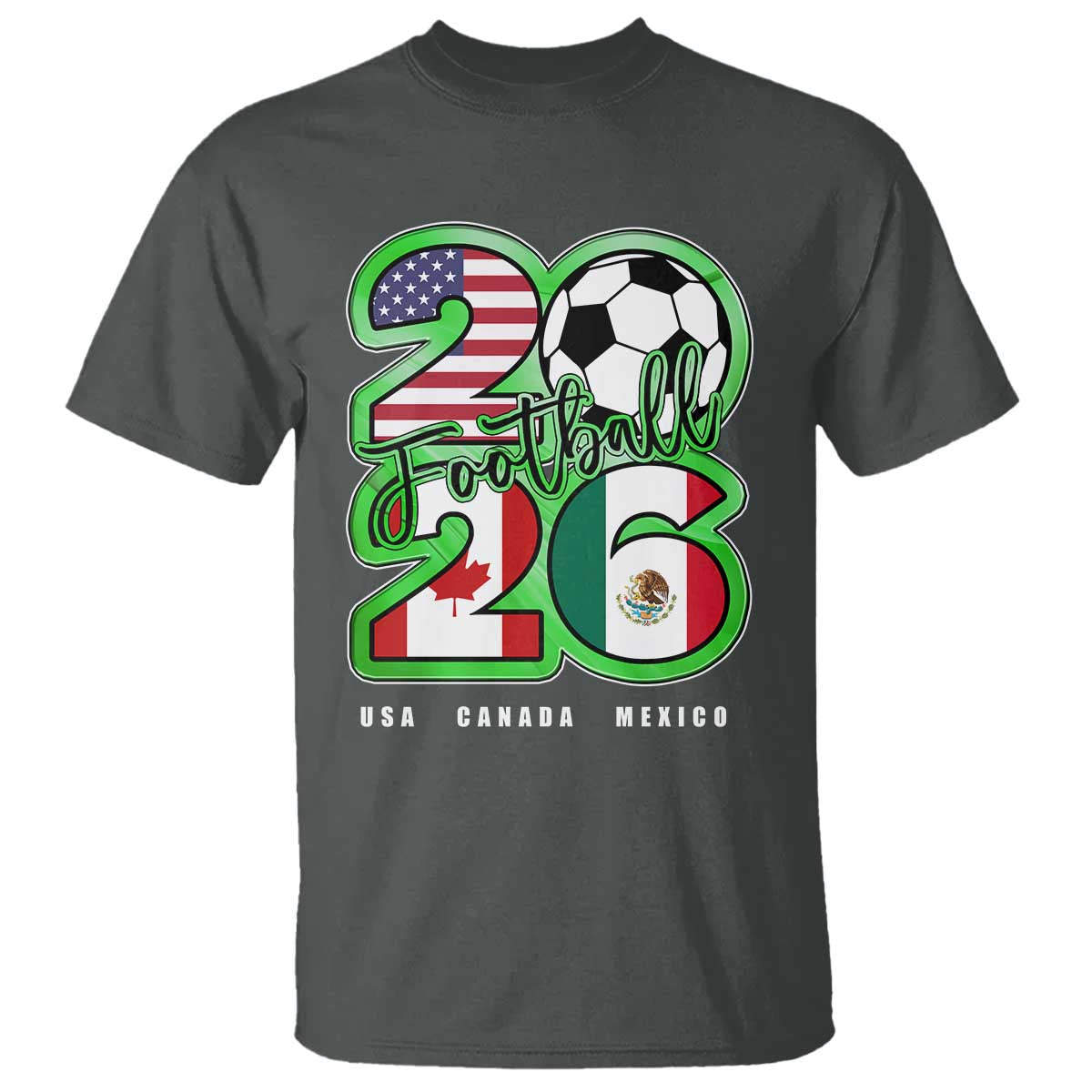 Soccer Football Lover T Shirt USA Canada Mexico Pride 26 TS11 Dark Heather Print Your Wear