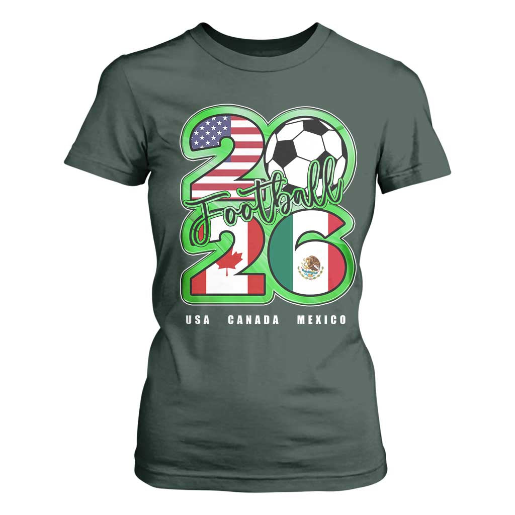 Soccer Football Lover T Shirt For Women USA Canada Mexico Pride 26 TS11 Dark Forest Green Print Your Wear