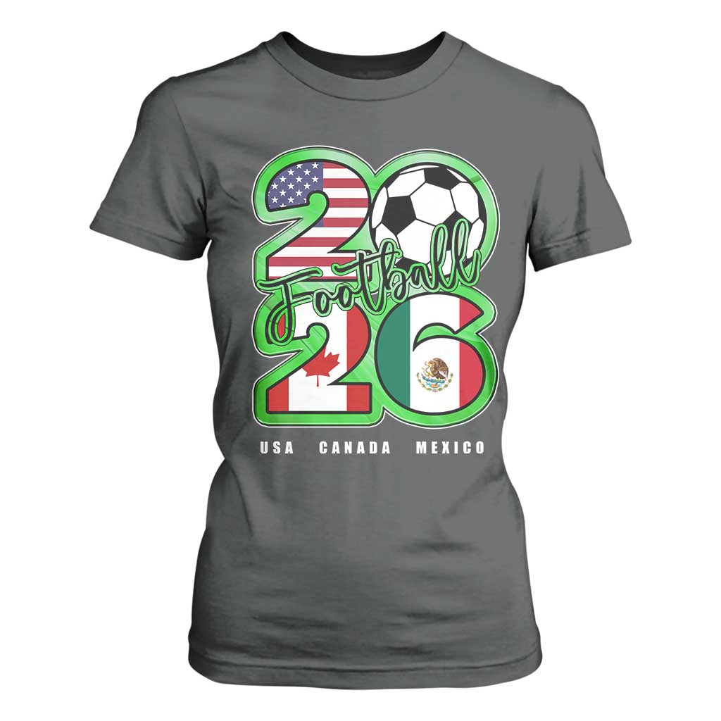 Soccer Football Lover T Shirt For Women USA Canada Mexico Pride 26 TS11 Dark Heather Print Your Wear