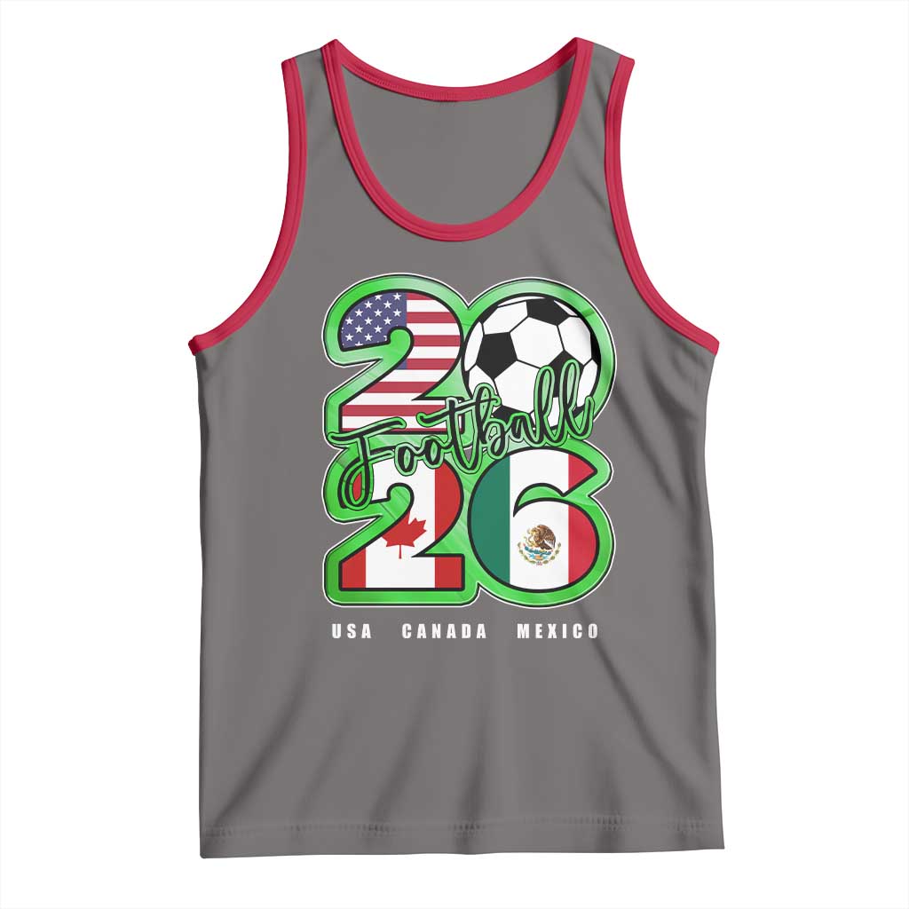 Soccer Football Lover Tank Top USA Canada Mexico Pride 26 TS11 Deep Heather Red Print Your Wear