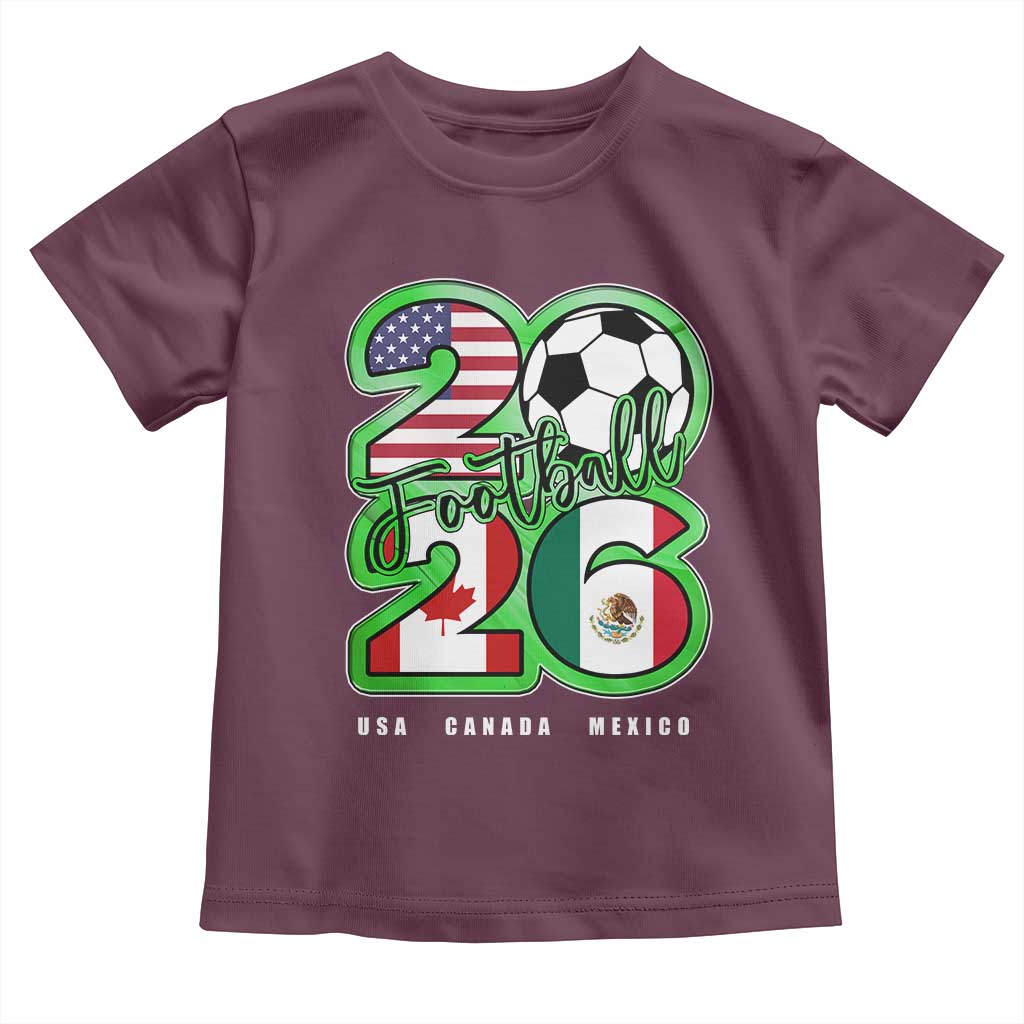 Soccer Football Lover Toddler T Shirt USA Canada Mexico Pride 26 TS11 Maroon Print Your Wear