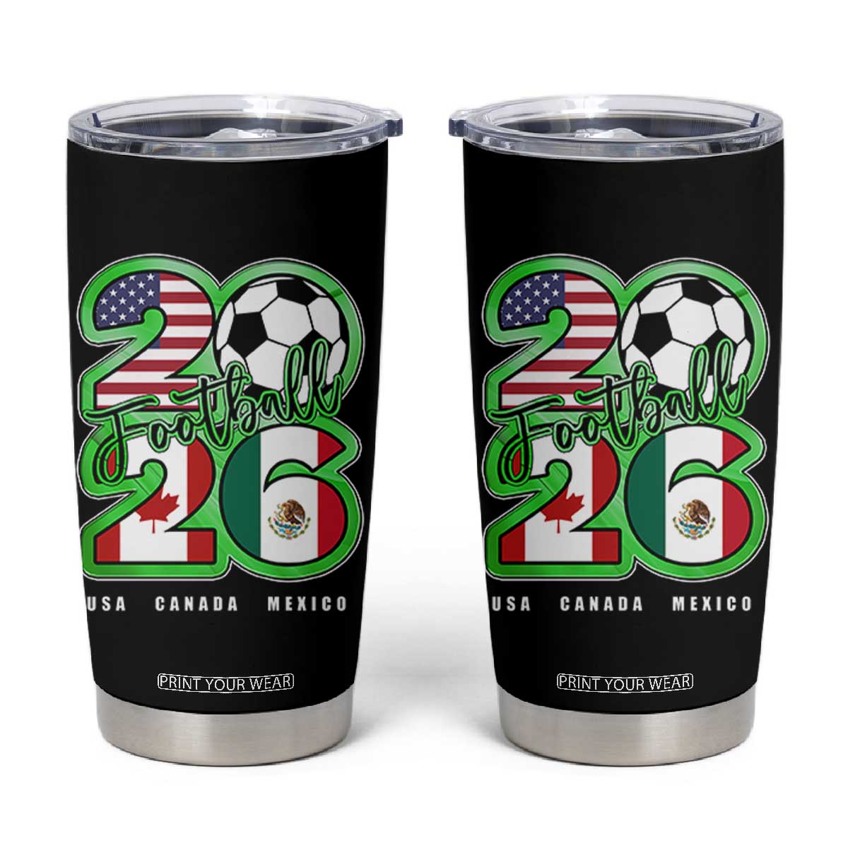 Soccer Football Lover Tumbler Cup USA Canada Mexico Pride 26 TS11 Black Print Your Wear