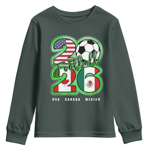 Soccer Football Lover Youth Sweatshirt USA Canada Mexico Pride 26 TS11 Dark Forest Green Print Your Wear