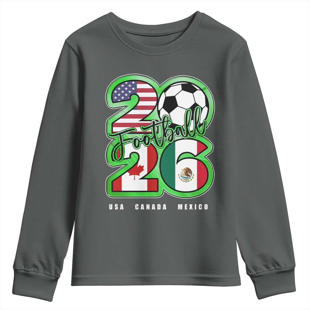 Soccer Football Lover Youth Sweatshirt USA Canada Mexico Pride 26 TS11 Dark Heather Print Your Wear