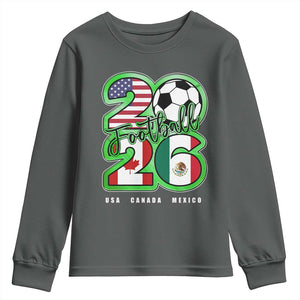 Soccer Football Lover Youth Sweatshirt USA Canada Mexico Pride 26 TS11 Dark Heather Print Your Wear
