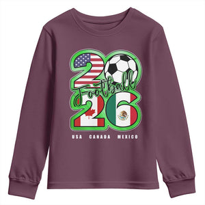 Soccer Football Lover Youth Sweatshirt USA Canada Mexico Pride 26 TS11 Maroon Print Your Wear