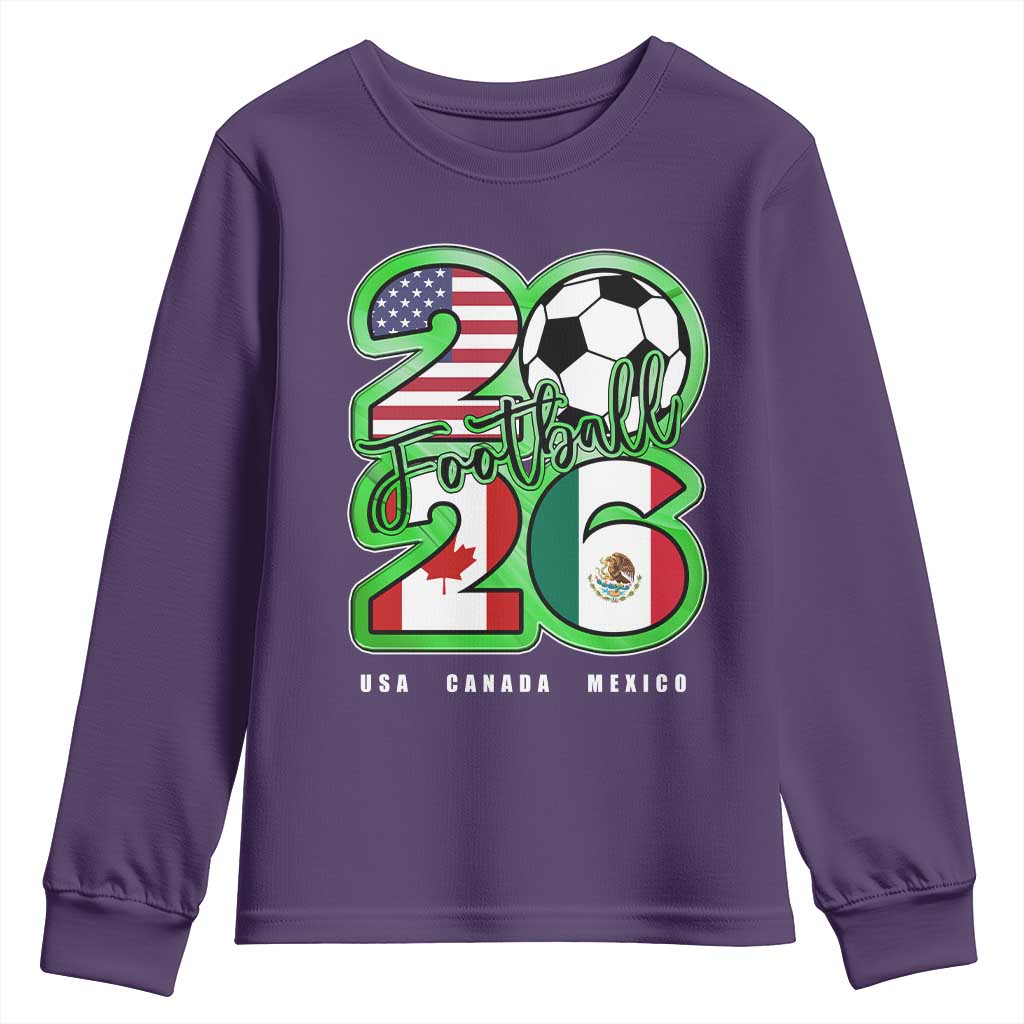 Soccer Football Lover Youth Sweatshirt USA Canada Mexico Pride 26 TS11 Purple Print Your Wear