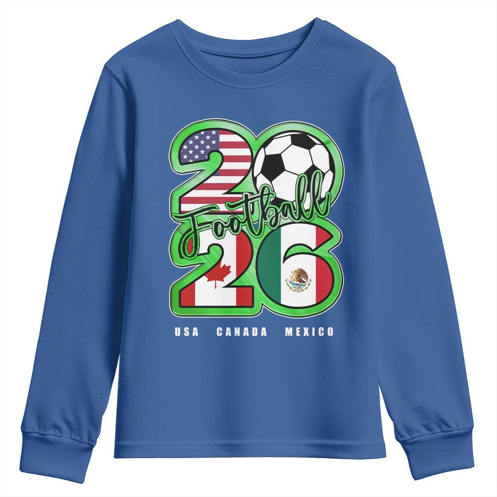 Soccer Football Lover Youth Sweatshirt USA Canada Mexico Pride 26 TS11 Royal Blue Print Your Wear