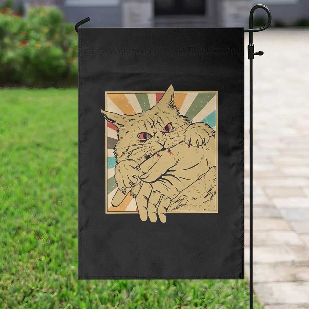 Funny Cat Bite Horror Anime Crazy Kitten Japanese Garden Flag TS11 Print Your Wear