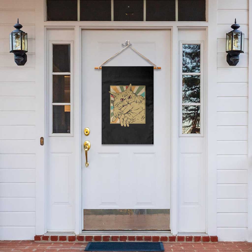 Funny Cat Bite Horror Anime Crazy Kitten Japanese Garden Flag TS11 Print Your Wear