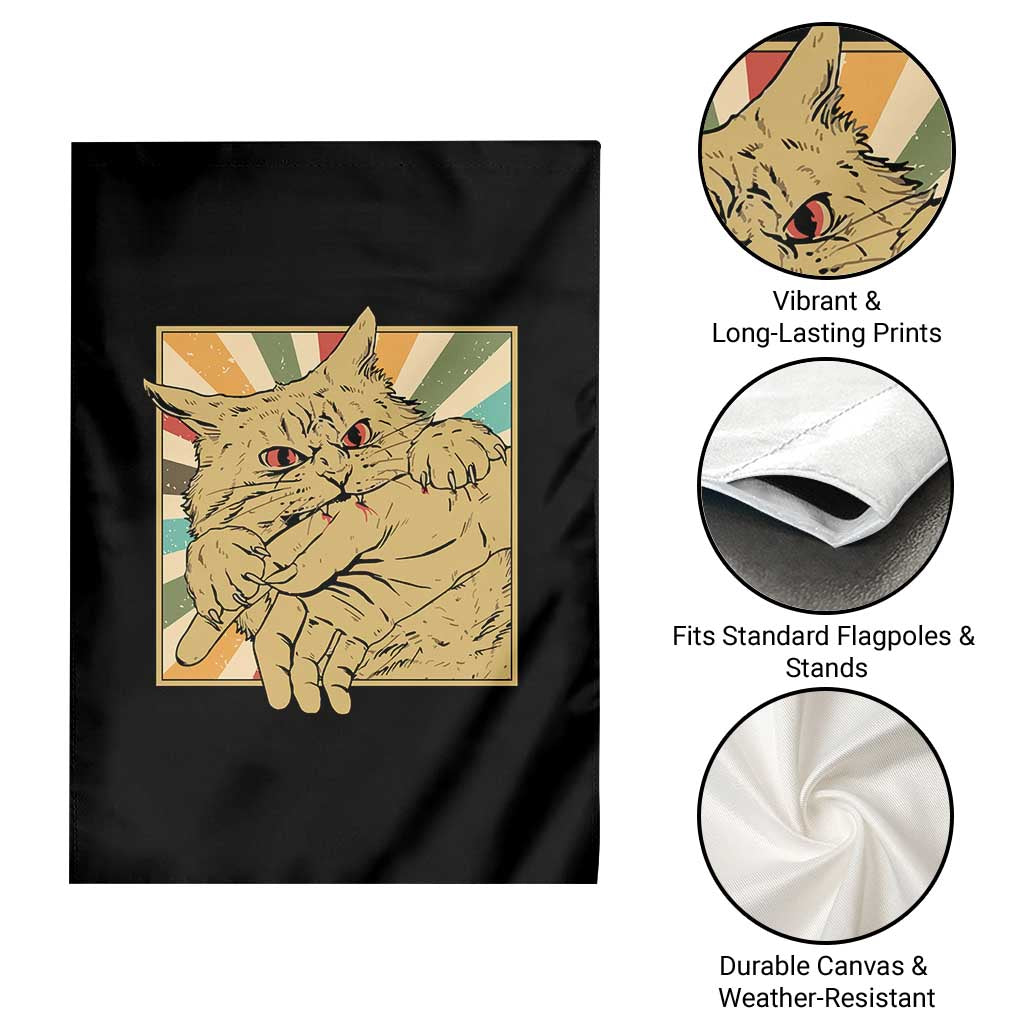 Funny Cat Bite Horror Anime Crazy Kitten Japanese Garden Flag TS11 Print Your Wear