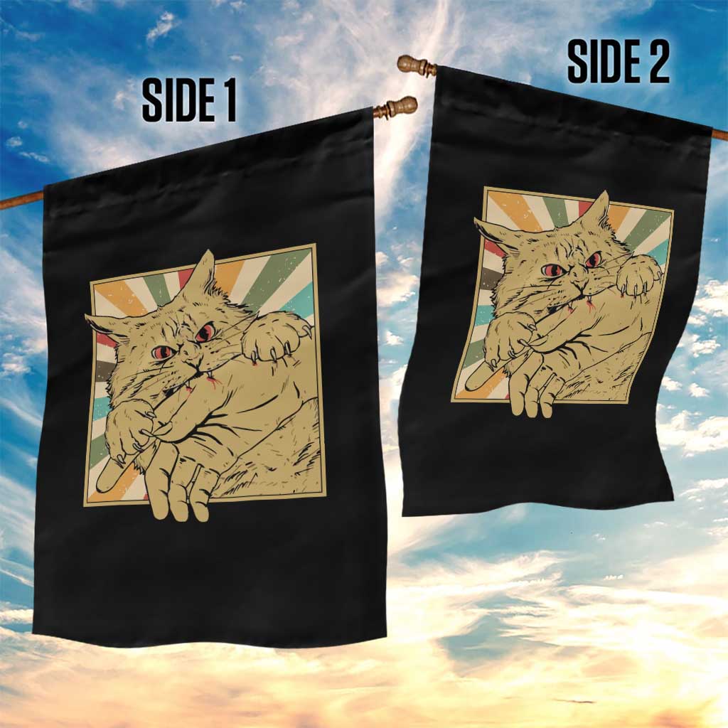 Funny Cat Bite Horror Anime Crazy Kitten Japanese Garden Flag TS11 Print Your Wear