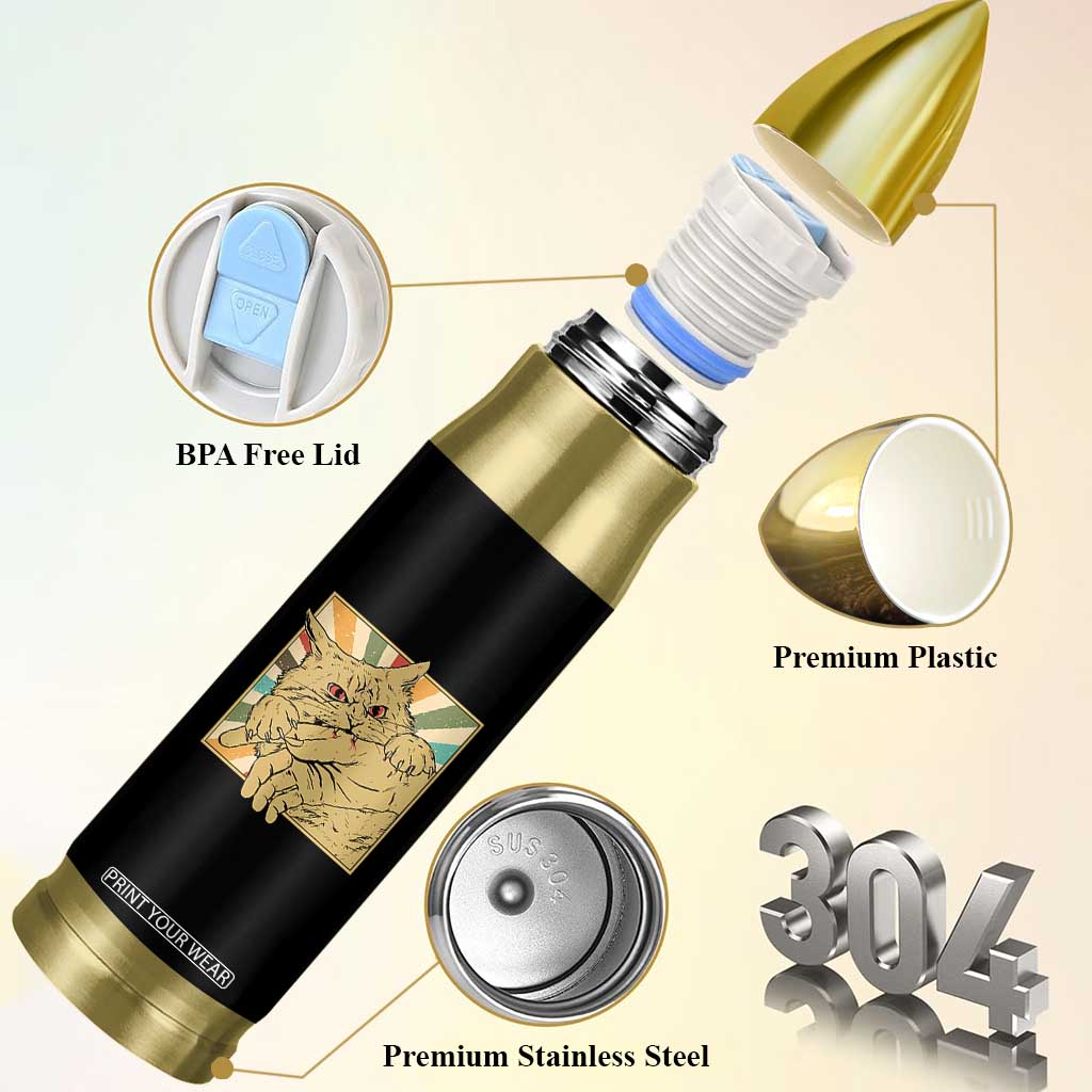 Funny Cat Bite Horror Anime Crazy Kitten Japanese Bullet Tumbler TS11 Print Your Wear