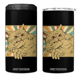 Funny Cat Bite Horror Anime Crazy Kitten Japanese 4 in 1 Can Cooler Tumbler TS11 One Size: 16 oz Black Print Your Wear