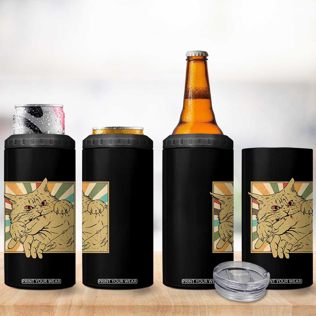 Funny Cat Bite Horror Anime Crazy Kitten Japanese 4 in 1 Can Cooler Tumbler TS11 Print Your Wear