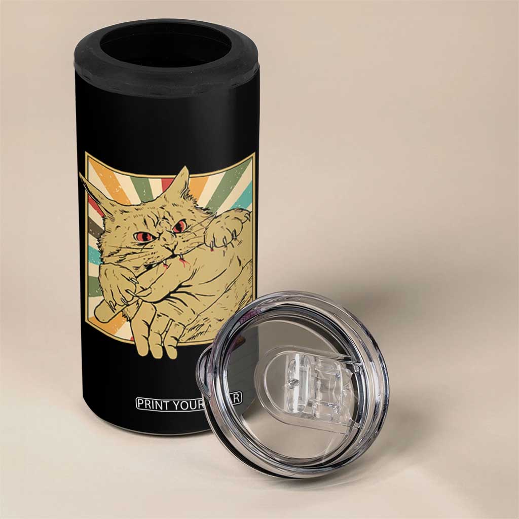 Funny Cat Bite Horror Anime Crazy Kitten Japanese 4 in 1 Can Cooler Tumbler TS11 Print Your Wear