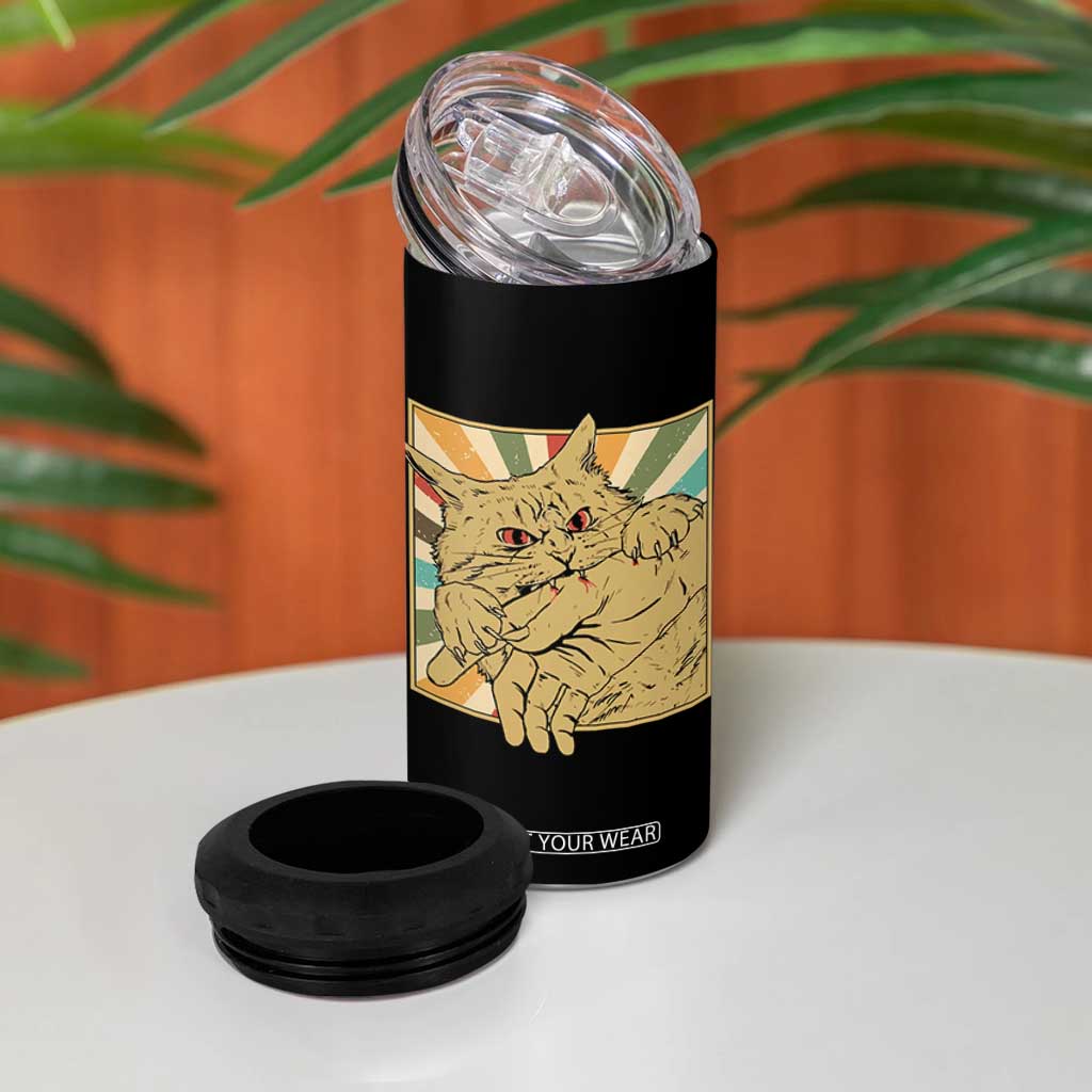 Funny Cat Bite Horror Anime Crazy Kitten Japanese 4 in 1 Can Cooler Tumbler TS11 Print Your Wear