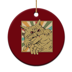 Funny Cat Bite Horror Anime Crazy Kitten Japanese Ceramic Ornament TS11 1pc Red Print Your Wear