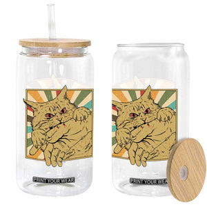 Funny Cat Bite Horror Anime Crazy Kitten Japanese Glass Can TS11 Print Your Wear