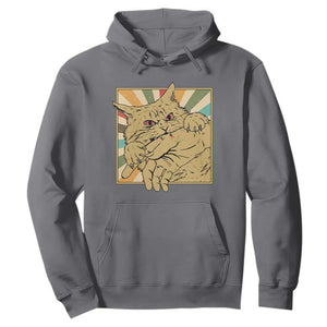 Funny Cat Bite Horror Anime Crazy Kitten Japanese Hoodie TS11 Charcoal Print Your Wear