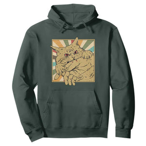Funny Cat Bite Horror Anime Crazy Kitten Japanese Hoodie TS11 Dark Forest Green Print Your Wear