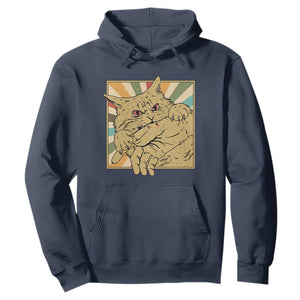 Funny Cat Bite Horror Anime Crazy Kitten Japanese Hoodie TS11 Navy Print Your Wear