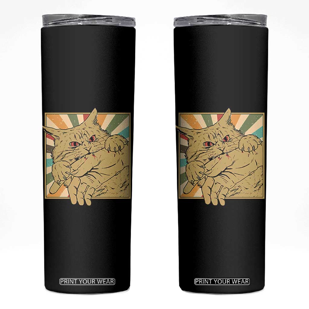 Funny Cat Bite Horror Anime Crazy Kitten Japanese Skinny Tumbler TS11 Black Print Your Wear