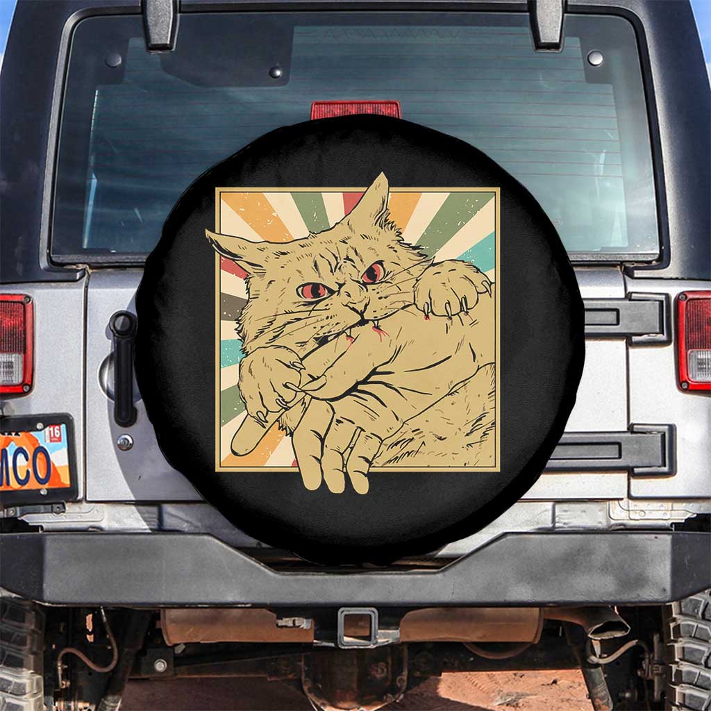 Funny Cat Bite Horror Anime Crazy Kitten Japanese Spare Tire Cover TS11 No hole Black Print Your Wear