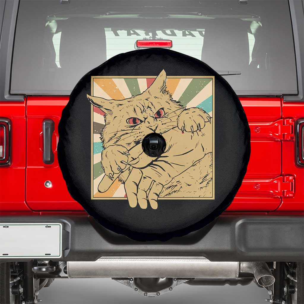 Funny Cat Bite Horror Anime Crazy Kitten Japanese Spare Tire Cover TS11 Black Print Your Wear