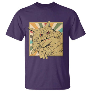 Funny Cat Bite Horror Anime Crazy Kitten Japanese T Shirt TS11 Purple Print Your Wear