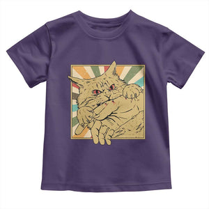 Funny Cat Bite Horror Anime Crazy Kitten Japanese Toddler T Shirt TS11 Purple Print Your Wear